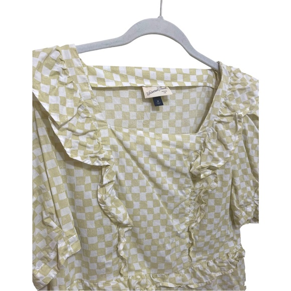 Super Cute Checkered Puff Sleeve Summer Top, Size M - Picture 2 of 6